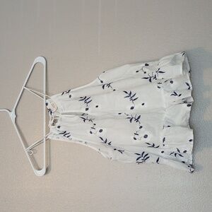 Caution to the Wind Womens Tank Top Sz M Cropped Peplum White Floral Sheer Light